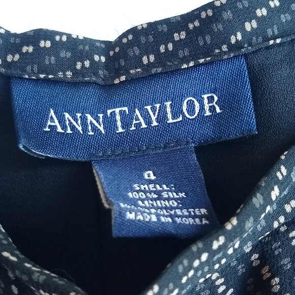 Ann Taylor Black small print silk chiffon Palazzo Pants - Picture 4 of 6